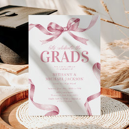 Invitación Fiesta de Graduación Elegante con Lazo Rosa