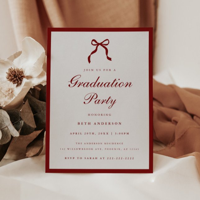 Invitación Fiesta de Graduación Elegante de Coquette de Vino  (Subido por el creador)