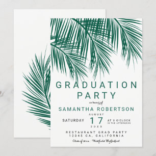 Invitación Fiesta de graduación elegante de la palmera