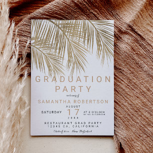 Invitación Fiesta de graduación elegante de la palmera dorada