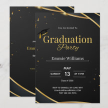 Fiesta de Graduación Elegante de Negro y Dorado