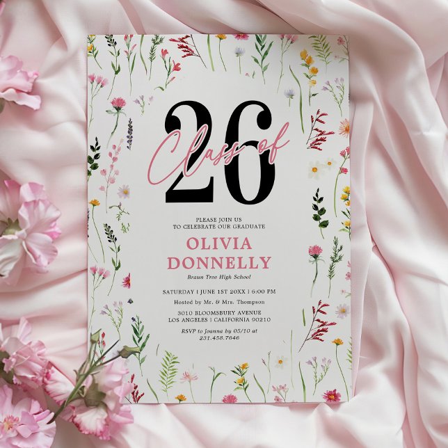 Invitación Fiesta de Graduación Elegante Flor Silvestre 2026 (Subido por el creador)