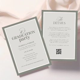 Invitación Fiesta de Graduación Elegante Verde Salvia | Códig