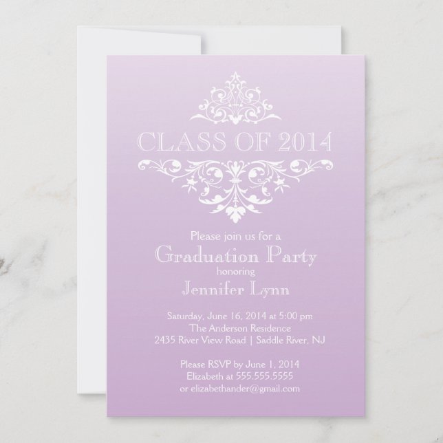 Invitación Fiesta de graduación elegante y formal (Anverso)