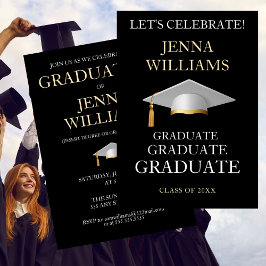 Invitación Fiesta de Graduación en Blanco y Negro