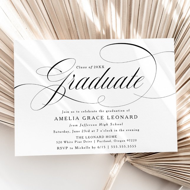 Invitación Fiesta de Graduación en Blanco y Negro con Letra E (Subido por el creador)