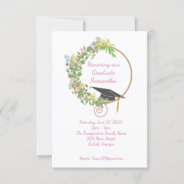 Invitación Fiesta de graduación en el jardín, en rosa