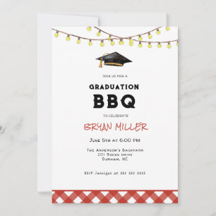 Invitación Fiesta de graduación en el patio trasero con BBQ r
