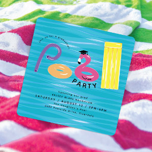Invitación Fiesta de graduación en la piscina   Flotadores de