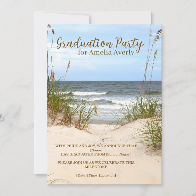 Invitación Fiesta de Graduación en la Playa (Anverso)