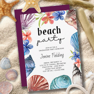 Invitación Fiesta de graduación en la playa de flores tropica
