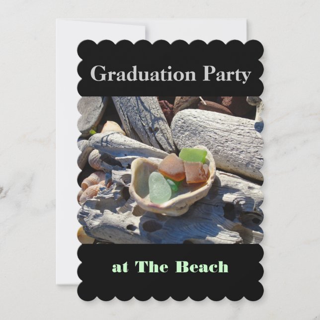 Invitación Fiesta de graduación en la playa invita a los negr (Anverso)