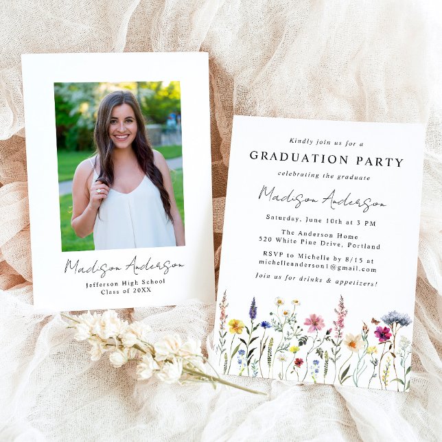 Invitación Fiesta de Graduación en Pradera de Flores Silvestr (Subido por el creador)