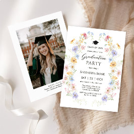 Invitación Fiesta de Graduación en un Jardín de Flores Silves