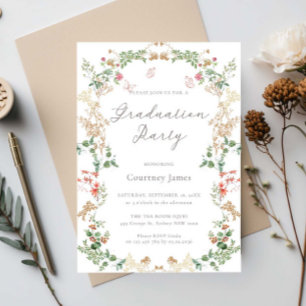 Invitación Fiesta de graduación en un jardín elegante de flor