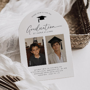 Invitación Fiesta de Graduación Entonces y Ahora Niño 2 Fotos