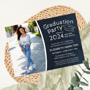 Invitación Fiesta de Graduación Escolar con Foto en Pizarra