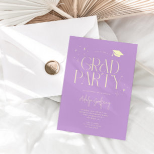 Invitación Fiesta de Graduación Estrellas de Tipografía Moder