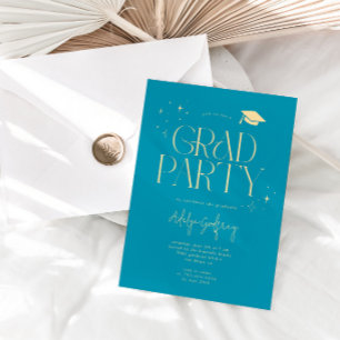 Invitación Fiesta de Graduación Estrellas Tipografía Moderna 