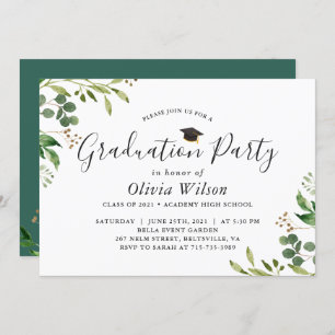 Invitación Fiesta de Graduación Eucalyptus Greenery Deja