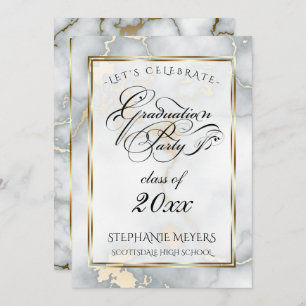 Invitación Fiesta de graduación Faux Italian Gold Marble