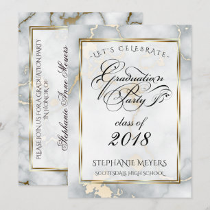 Invitación Fiesta de graduación Faux Italian Gold Marble