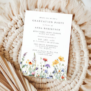 Invitación Fiesta de Graduación Floral Acuarela Vibrante