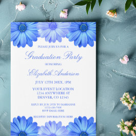 Invitación Fiesta de graduación floral azul