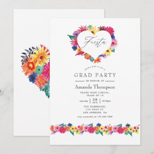 Invitación Fiesta de graduación floral con acuarela