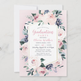 Invitación Fiesta de graduación floral con rubor botánico flo
