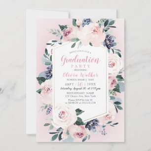 Invitación Fiesta de graduación floral con rubor botánico flo