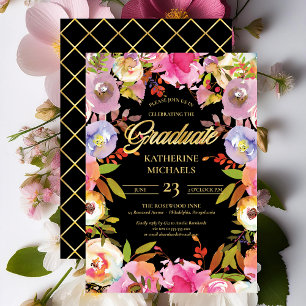 Invitación Fiesta de Graduación Floral de Acuarela Brilliant