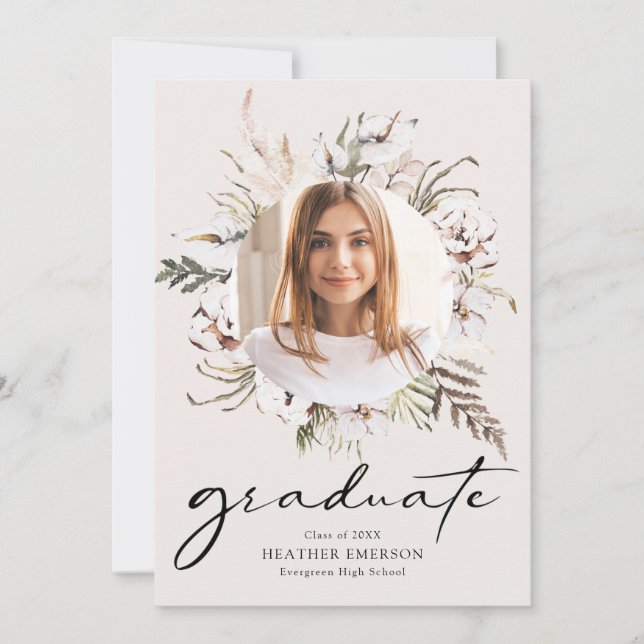 Invitación Fiesta de Graduación Floral de Graduados (Anverso)