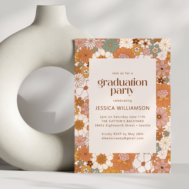 Invitación Fiesta de Graduación Floral de Terracotta Floral d (Subido por el creador)