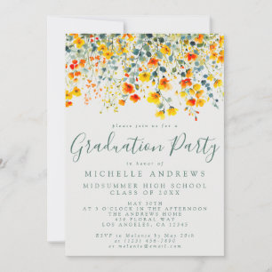 Invitación Fiesta de graduación floral de verano audaz