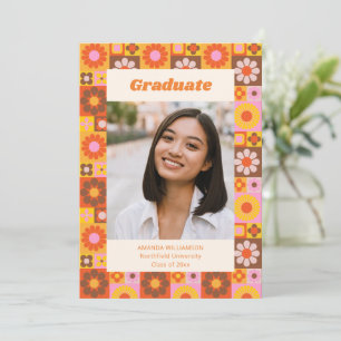 Invitación Fiesta de Graduación Floral Retro Colorido de los 