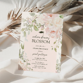 Invitación Fiesta de Graduación Floral Rosa Elegante