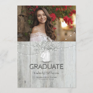 Invitación Fiesta de graduación floral rústica de la foto del