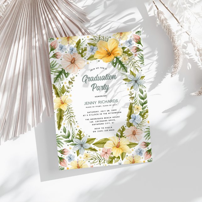 Invitación Fiesta de Graduación Floral Tropical (Subido por el creador)
