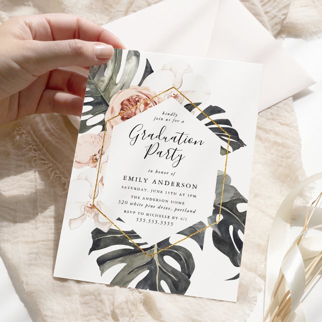 Invitación Fiesta de Graduación Floral Tropical Boho (Subido por el creador)