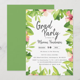 Invitación Fiesta de graduación floral tropical de la