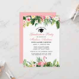 Invitación Fiesta de Graduación Floral Tropical Rosa