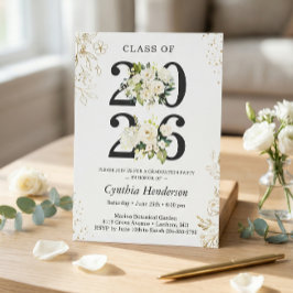Invitación Fiesta de Graduación Floral Verdes de la Clase de 