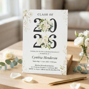 Invitación Fiesta de Graduación Floral Verdes de la Clase de 