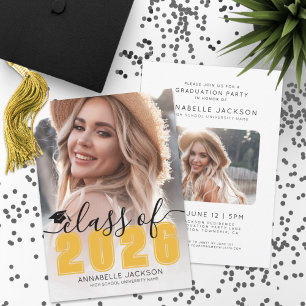 Invitación Fiesta de Graduación Foto Amarilla