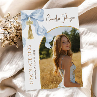 Invitación Fiesta de Graduación Foto Arco Azul Coquette 2026