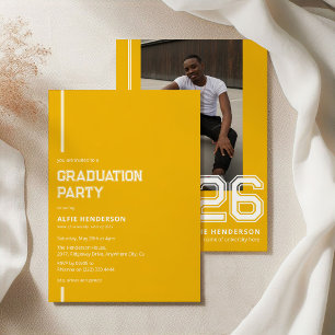 Invitación Fiesta de Graduación Foto Atlética Amarillo