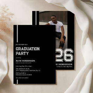 Invitación Fiesta de Graduación Foto Atlética Negra