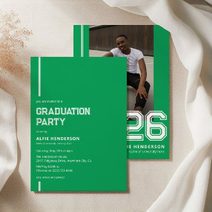 Invitación Fiesta de Graduación Foto Atlética Verde