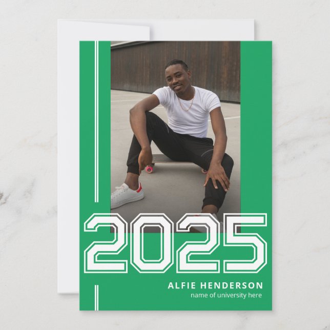 Invitación Fiesta de Graduación Foto Atlético Verde (Anverso)